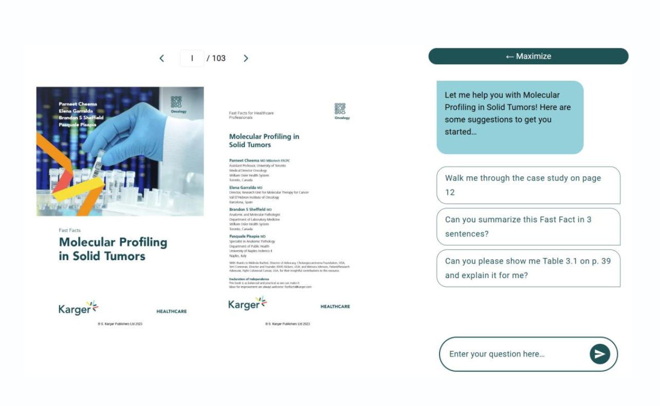 Embedded side-by-side layout: source document displayed alongside the AI chat panel